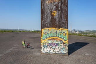 Sculpture Bramme for the Ruhr area by Richard Serra, on the Brammentrail, mountain bike trail on