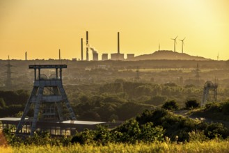 EON coal-fired power station Scholven, Gelsenkirchen, in the back, in front the double headframe of