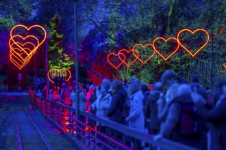 Parkleuchten, event in winter, in the Grugapark in Essen, many different light installations,