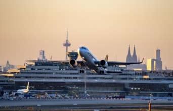 Pegasus Air aircraft taking off at Cologne-Bonn Airport, North Rhine-Westphalia, Germany, Europe