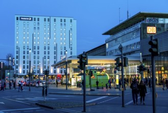 Essen city centre, main railway station, high-rise hotel, Premier Inn hotel chain, North