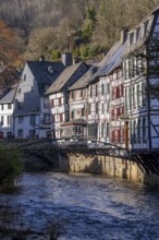 Monschau, Old Town, Eifel, North Rhine-Westphalia, Germany, half-timbered houses along the Rur, on