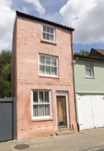 Unusual tall thin house building in Church Street, Woodbridge, Suffolk, England, UK