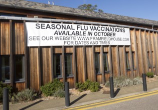 Sign Seasonal Flu Vaccinations available in October, Framfield House health centre surgery,