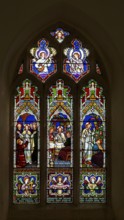 Victorian 19th century stained glass window, Badley church, Suffolk, England, UK by Frederick