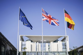 The flags of Europe, the United Kingdom of Great Britain and Northern Ireland and the Federal