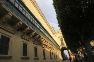 Balcony running along side of Grand Master's Palace building in Valletta, Malta, Europe