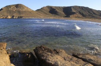 Coastal landscape at Playa de Playazo, Rodalquilar, Cabo de Gata natural park, Almeria, Spain,