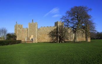 Curtain wall of Framlingham castle in winter, Suffolk, England, UK