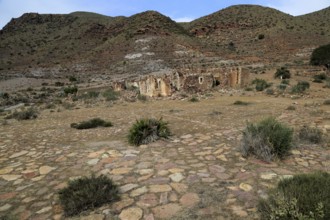 Abandoned farmhouse building near Presillas Bajas, Cabo de Gata national park, Almeria, Spain,