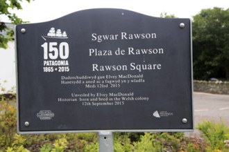 Patagonia Welsh colony memorial, Rawson Square, Blaenau Ffestiniog, Gwynedd, north Wales, UK