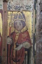 Saint Clement, medieval rood screen paintings, St Andrew church, Westhall, Suffolk, England, UK