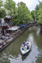 Restaurants, pubs on the Oudegracht, canal, canal in the historic centre of Utrecht, Netherlands