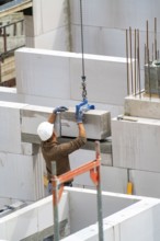 Construction site, new construction of apartment blocks, shell construction, North