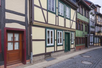 Half-timbered houses in the old town centre of Wernigerode, Harz, Saxony-Anhalt, Germany, Europe