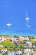 Livadi bay, high angle view, Livadi, Serifos Island, Cyclades Islands, Greece, Europe