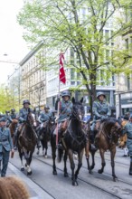 Parade of historically costumed guildsmen, Sechseläuten or Sächsilüüte, Zurich Spring Festival,