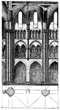 Triforium in Limburg Cathedral, Limburg Lahn, pointed arch, Hesse, Germany, historical illustration