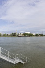 BASF, Lugwigshafen am Rhein, industrial area, landing stage, stairs, Mannheim, Baden-Württemberg,