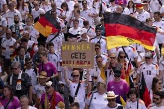 Fan march, German football fans march to the quarter-final Spain versus Germany, UEFA EURO 2024,