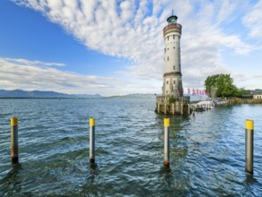 New Lindau Lighthouse, Lindau Island on Lake Constance, Bavaria, Germany, Europe