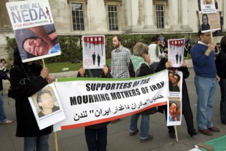 May Day march and rally at Trafalgar Square, London, England, UK May 1st, 2010 Silent protestors