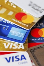 Credit cards from VISA, Mastercard and American Express in Stuttgart, Germany, Europe