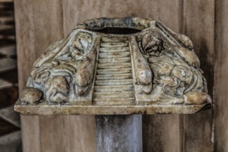 Holy water font from the 1st century, Cathedral of Santo Stefano Protomartire, Basilica