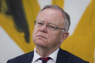 Stephan Weil (Minister-President of Lower Saxony, SPD) at a press conference after the