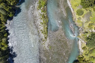 Aerial viewof river Rio Frio, at Mirador Rio Frio, Patagonia, Chile, South America