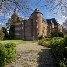 Bedburg Castle, former moated castle in the Erft lowlands, Rhine-Erft district, Lower Rhine, North