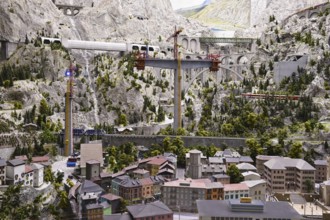 Bridge building in Switzerland at Miniatur Wunderland Hamburg, Germany, Europe