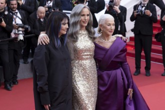 Cannes, France, 24.5.2024: Iris Berben, Andie MacDowell and Dame Helen Mirren at the premiere of La