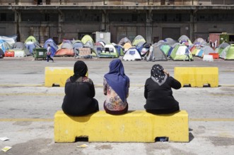 Refugees on 13.04.2016 in a camp in the port of Piraeus, Greece, Europe