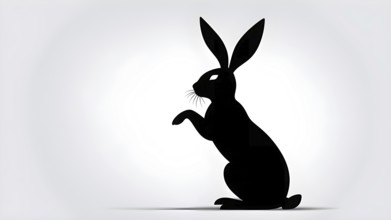 Abstract black icon of an Easter bunny, AI generated