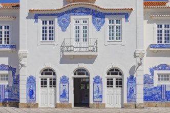 Aveiro old railways station building facada, Aveiro, Portugal, Europe