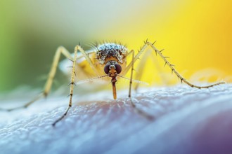 Close up of mosquito on human skin. Generative Ai, AI generated