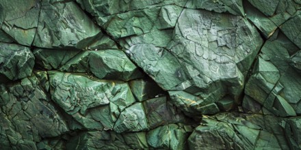 Close up of rough green stone structure. KI generiert, generiert, AI generated