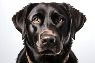 Black labrador dog portrait, isolated on white background, ai generated, AI generated