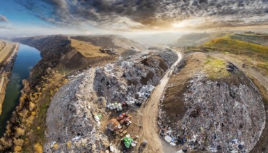 Symbolism, aerial view of a rubbish dump, AI-generated, AI-generated, AI generated