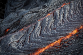 Glowing lava, lava flow, Fagradalsfjall table volcano, Krýsuvík volcano system, Reykjanes