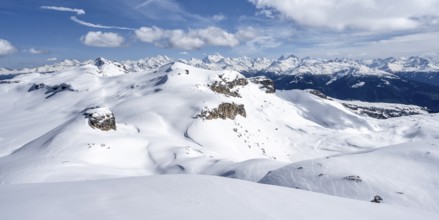 Mountain landscape with snow, view from the summit Wisshore to the Pointe de la Plaine Morte,