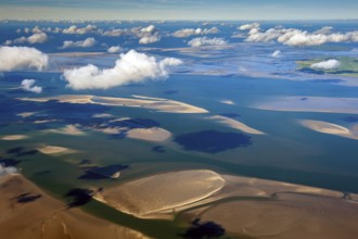 Aerial view, North Sea, Wadden Sea, tidal creek, coast, sea, Nordstrand, Amrum, Schleswig Holstein,