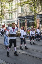 Participants dressed up as jesters from the guest canton of Schwyz, jesters' symposium of the