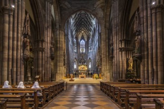 Interior of Freiburg Minster, Freiburg im Breisgau, Black Forest, Baden-Württemberg, Germany,