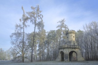 Observation tower built in 1902 in winter, snow, hoarfrost, frost, forest, tower, Schießberg,