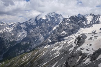 Stilfserjoch, Vinchgau, South Tyrol, Italy, mountain landscape on the Ortler, Italian Alps, snowy