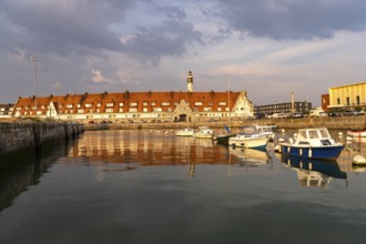 Historic harbour basin and marina Bassin du Paradis in Calais, France, Europe