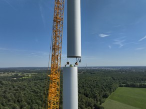 Dorsten, North Rhine-Westphalia, Germany, construction of a wind turbine, the first wind turbine of