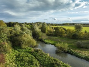 Bergkamen, Ruhr area, North Rhine-Westphalia, Germany, autumn landscape on the Seseke. The